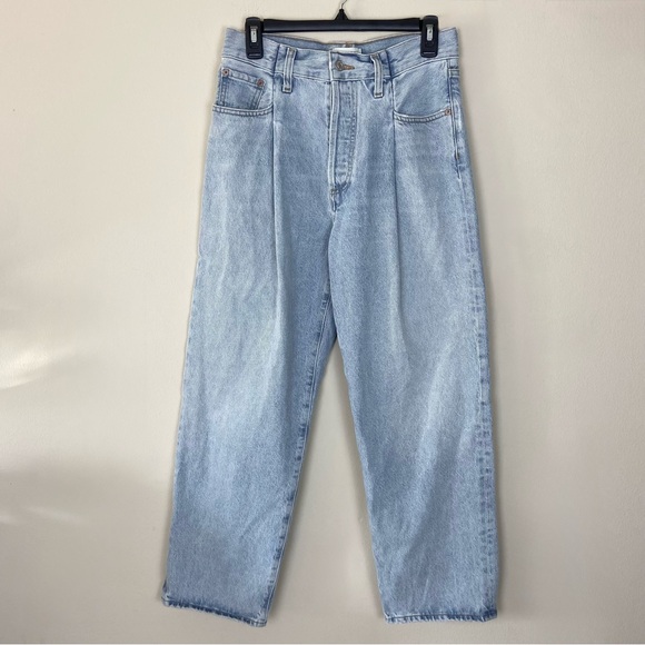 Agolde Fold Waistband Jean Straight Leg Size 26 Cotton Pleated - Picture 7 of 16